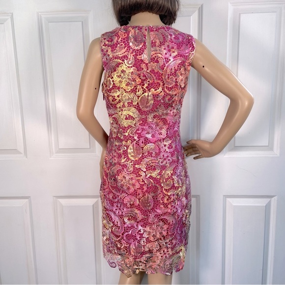 NWT Badgley Mischka Floral Lace Embroidery Overlay Dress - Picture 8 of 17